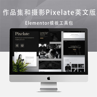 Elementor模板工具包作品集和摄影Pixelate英文版